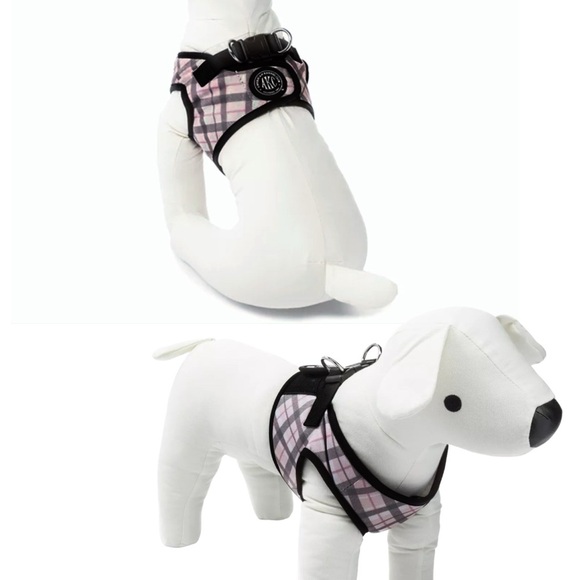 American Kennel Club Dog Harness Vest  Designer Tartan Plaid Sherpa Lined Pink M - Picture 13 of 16